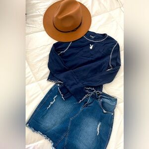 PACSUN Playboy Long Sleeve Henley Tee/Top Large
